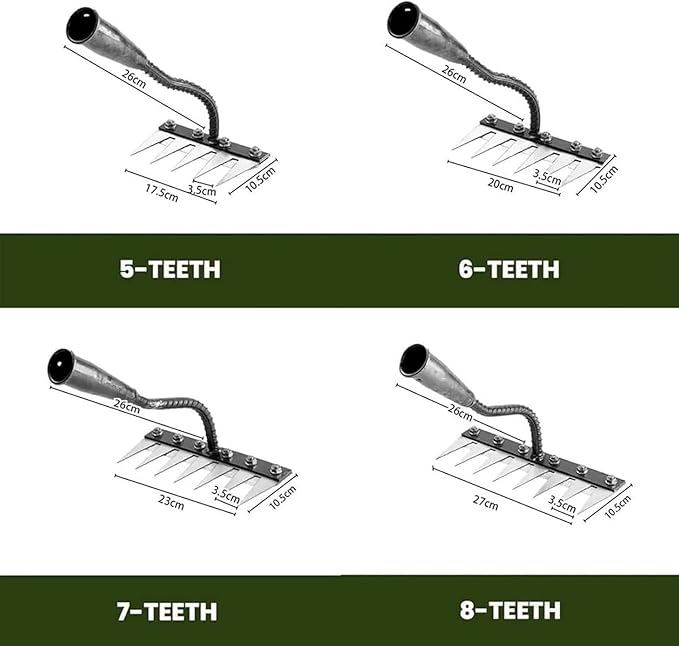 Iron Rake 2.0, Upgraded Iron Weeding Rakes 2.0, Iron Rake for Gardening and Weeding, Multifunctional Heavy-Duty Iron Rakes Gardening Hand Weeder Tools, Durable ＆ Lightweight (8 Teeth)