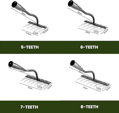 Iron Rake 2.0, Upgraded Iron Weeding Rakes 2.0, Iron Rake for Gardening and Weeding, Multifunctional Heavy-Duty Iron Rakes Gardening Hand Weeder Tools, Durable ＆ Lightweight (8 Teeth)