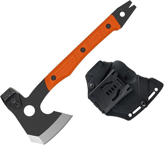 OKNIFE Otacle A1 Survival Hatchet & Camping Axe, 4 in 1 Full Tang Tactical Axe, G10 Non-Slip Grip Tomahawk with Durable Kydex Sheath