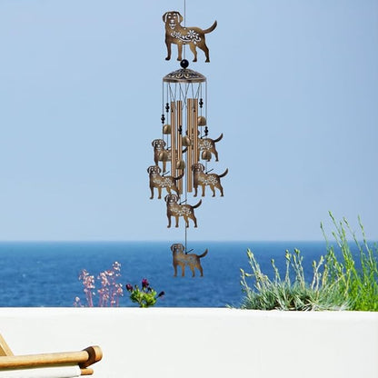 Outdoor Dogs Wind Chimes - Bronze Memorial Wind Bells, Mobile Sympathy Wind Catcher, Romantic Puppy Decor, Windchimes for Home, Balcony, Tree, Festival, Garden Hanging Decoration, Gifts for Mom