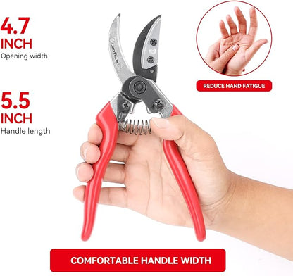 Rose Floral Scissors,Pruning Shears, SK5 Steel Blade with Anti-Rust Coating, Flower Handheld Clipper Pruner and Holder. Solid Aluminum Handle, Ergonomic Grip. Ideal for Gardens, Florists