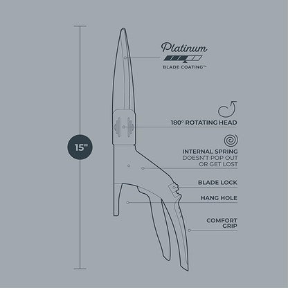 Woodland Tools Heavy Duty Rotating Grass Shears – 180 Degree Pivoting Head, Non Stick Steel Blades, Ergonomic Grip, Manual Grass Clippers for Trimming Around Beds, Walkways, and Edges