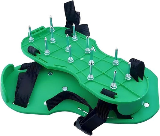 Lawn Aerator Shoes Upgrades Aeration Shoes for Lawn Heavy Strap Spike Shoes for Grass Soil Aerating Spikes Tool (Green)