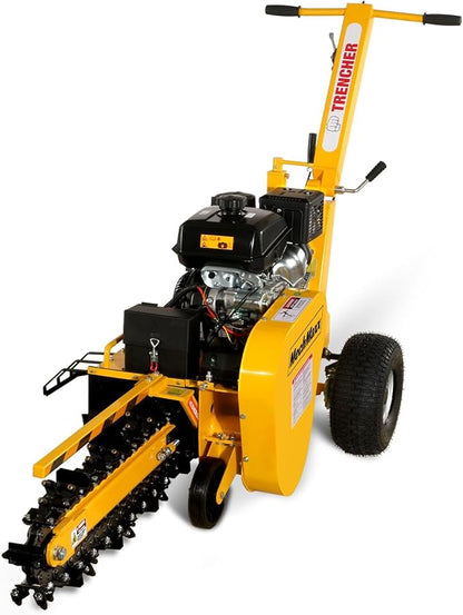 429cc 14HP Kohler Gas Powered E-Start Cable Ditching Mini Trencher,24'' Trench Depth, 27pcs Carbide Alloy High-Pressure Teeths,TCR1500 (Yellow)