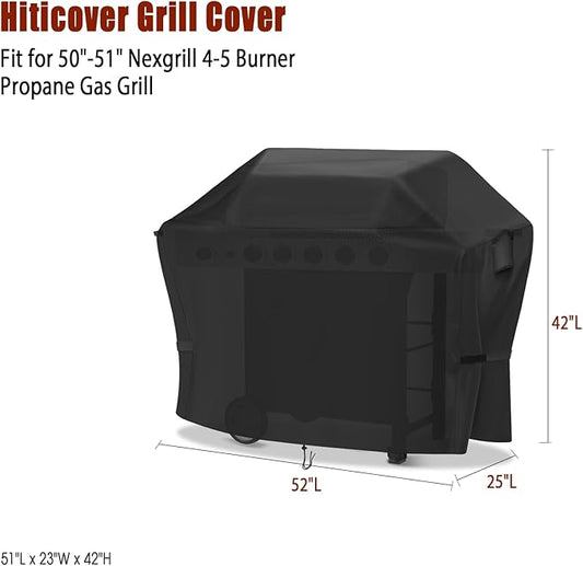 Outdoor Grill Cover for 50-52 Inch Nexgrill 4-5 Burner Griddle, Waterproof Outdoor BBQ Griddle Cover, 52" W x 25" D x 42" H