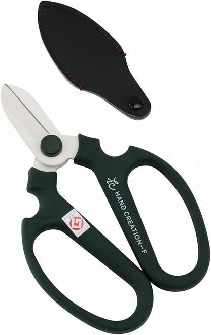 Japanese Florist Scissors – Professional Ultra Sharp Flower Shears Made in JAPAN for Ikebana Floral Design & Gardening SAKAGEN HAND CREATION F-170 (Moss Green)