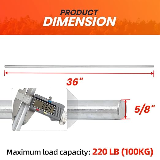 AR-PRO (2-Pack) 5/8” x 36” Zinc Plated Steel Rods Designed for Use as an Axle Shaft on Hand Trucks Dollies Wagons 4005BC Wheelbarrows