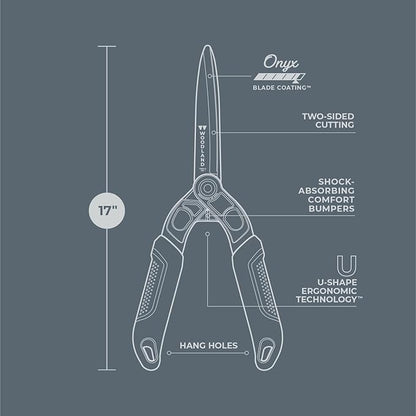 Woodland Tools Duralight Hedge Shears, 16 Inch Lightweight Manual Hedge Clippers with 7.5 Inch Non Stick Blades and Glass-Filled Nylon Handles, Garden Trimmer for Shaping and Precision Cutting