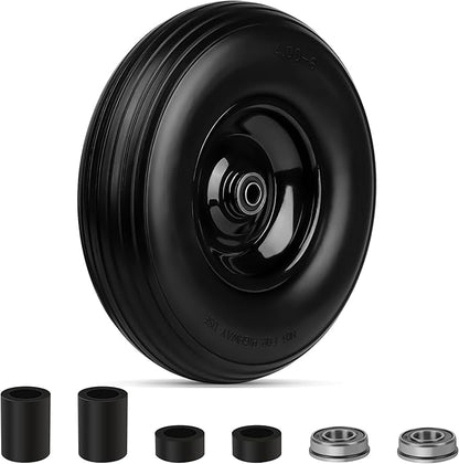Upgrade 13Inch Wheelbarrow Tires 4.00-6 Flat Free Tire And Wheel with 5/8" & 3/4" Bearings, 1.77"-5.75" Center Hub for Wheelbarrows Garden Wagon Cart Wheel Replacement by NISHCON, 1Pack