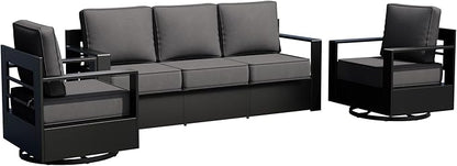 Outdoor Patio Furniture Set, 3-Piece Aluminum Patio Conversation Set All-Weather Metal Outdoor Sectional with 6 Inch Thick Cushions, Deep Setting for Garden, Outside and Porch
