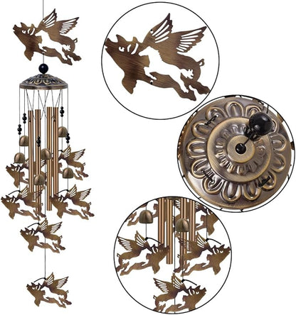 37" Flying Pigs Wind Chimes Outdoor Decor - with 6 Bells 7 Pigs Wind Chimes, Mobile Romantic Fly Pigs Wind Catcher, Bronze Pig Wind Bells for Home, Mom Gifts, Balcony, Tree, Festival Garden Decoration
