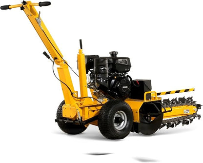429cc 14HP Kohler Gas Powered E-Start Cable Ditching Mini Trencher,24'' Trench Depth, 27pcs Carbide Alloy High-Pressure Teeths,TCR1500 (Yellow)