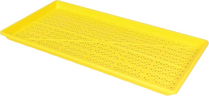 SUNPACK 10" x 20" Heavy Duty Mesh Plastic Seed Starting Tray, Yellow, 1" (Pack of 30) - Ensures Water Drainage and Aeration, Perfect for Greenhouses or Indoor Gardening