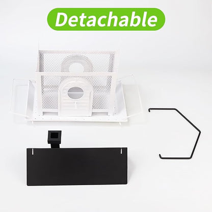 Bird Feeder House for Outdoors – White Metal Hanging Bird Feeder, Decorative Bird House Feeder for Cardinals, Finches, and Wild Birds, Weatherproof Backyard Garden Decor