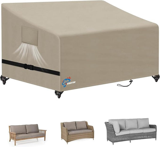 SIRUITON 2-Seat Garden Patio Sofa/Loveseat/Bench Cover 51" W x 27" D x 35" H,Heavy Duty 420D Oxford Waterproof Outdoor Sofa Cover, Lawn Patio Furniture Covers