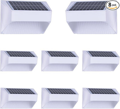 Outdoor Solar Lights, Warm White Decorative Solar Fence Lights, for Gardens, Swimming Pools, Decks, Fences, Patios, Front Doors, Stairs, Landscapes, Courtyards, and Driveway Paths, Pack of 8