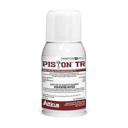 Atticus Piston TR Greenhouse Fogger (2oz Can) - (Compare to Pylon) - Total Release Chlorfenapyr Insecticide/Miticide - Controls Mites, Thrips, Caterpillars, and Adult Fungus Gnats