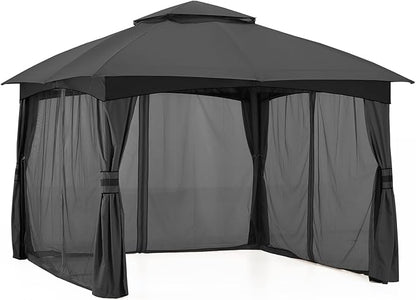 MASTERCANOPY Outdoor Patio Gazebo for Garden with Upgrade Steel Frame and Netting Walls (10x12,Gray)