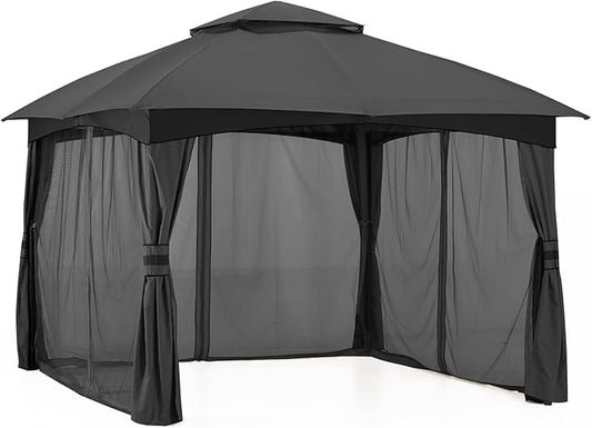 MASTERCANOPY Outdoor Patio Gazebo for Garden with Upgrade Steel Frame and Netting Walls (8x8,Gray)