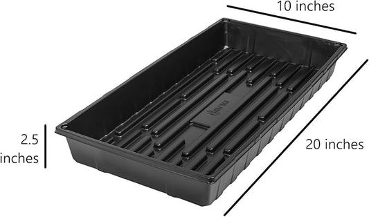 SUNPACK 10" x 20" Extra Strength Plastic Seed Starting Tray, Black, 2.5" - No Drainage Holes, Ideal for Greenhouses or Indoor Gardening - Made of BPA-Free Plastic