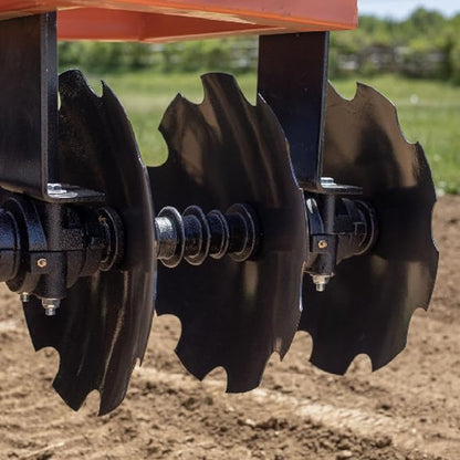 Titan Attachments 3 Point 6ft Notched Disc Harrow Plow Attachment for Cat 1 Tractors, Concave Discs for Tilling, Loosening and Lifting Soil