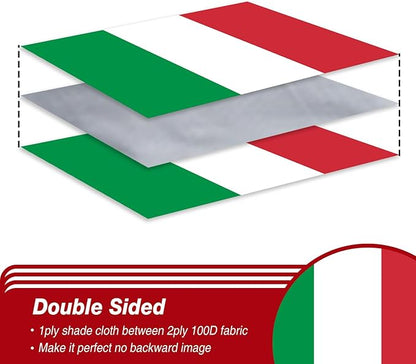 Italy Italian Flag 3x5 ft Outdoor, Double Sided 3 Ply Heavy Duty Italy National Country Flag, 100% Quality Polyester Italian Banner with Brass Grommets 4 Rows Stitches