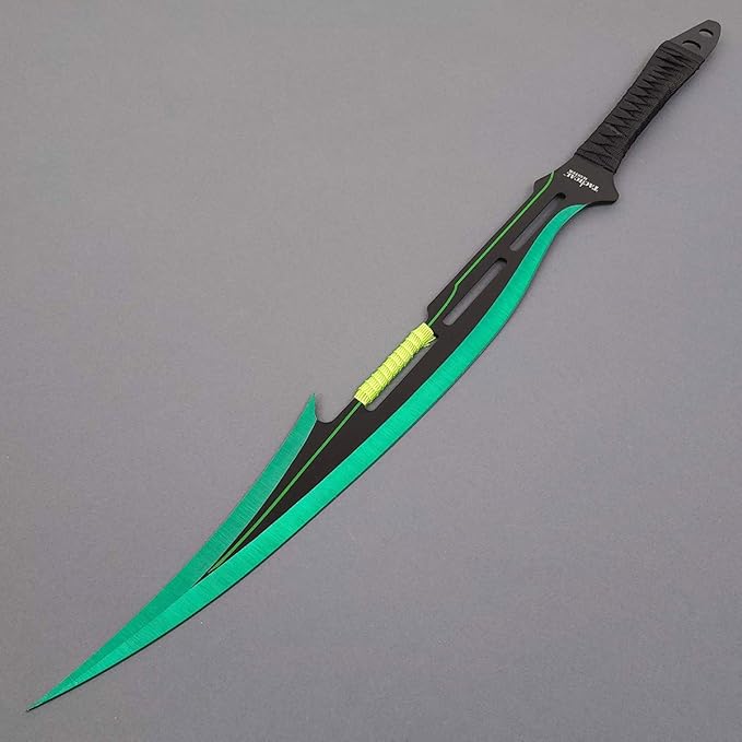 27" Fantasy Machete. Fixed Blade Knife. 440 Stainless Steel Blade. For Collection, Gift, Camping, Outdoor Sports (Green)