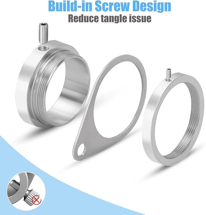 1.25" Flag Pole Rings, 2 Pcs Aluminum Alloy Spinning Flag Pole Ring Clips Swivels, 360° Rotating Anti Wrap Flagpole Ring Hardware with Aluminum Carabiners for 1.02-1.25" Diameter