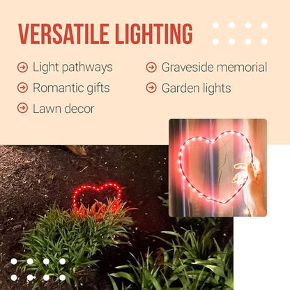 PENDAR'S SIGNS Pink Heart Shaped Solar Outdoor Lights - Solar Decorative Lamps with Stakes for Garden, Yard, Path, or Grave - Landscape Light Decor - Set of 2