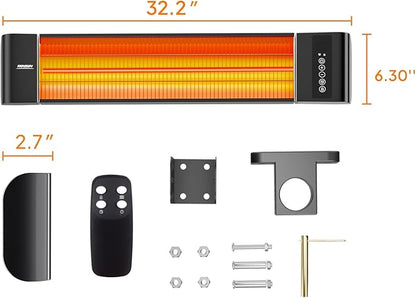 ROVSUN 1500W Outdoor Electric Heater, Patio Wall Mounted Heater with 12H Timer, 3 Adjustable Modes, 3s Instant Heating for Indoor Outdoor Backyard Garage (1 Set)