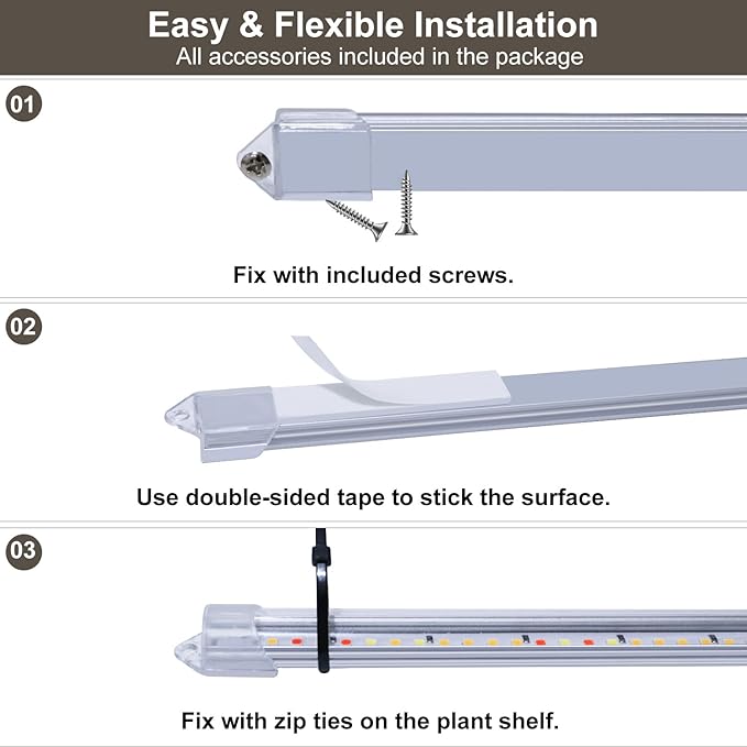 16" Plant Grow Light Strips, 120 LEDs Grow Lights for Indoor Plants Full Spectrum with 3/9/12H Timer & 10 Dimmable Levels, Sunlight Plant Growing lamp for Seeding 2 Heads(No Adapter)