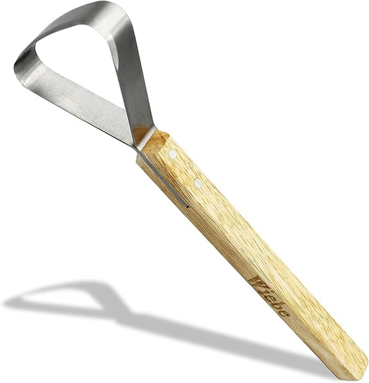 Wiebe Pelt Scraper, Dual-Edge Forged Steel Fleshing Tool with Wood Handle – Precision Hide Scraper for Muskrat, Mink, Small Game & Taxidermy Detail Work
