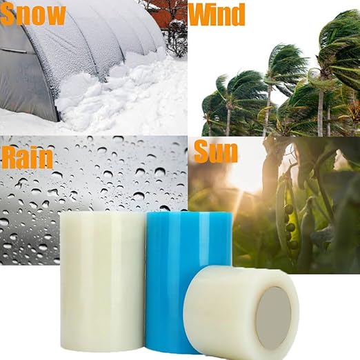 Greenhouse Plastic Sheeting Tape, 2" x108' Greenhouse Clear Plastic Film Repair Tape Tunnel Tape, 6mil Reinforced Polyethylene Tapes for Seaming and Sealing (2" x108')