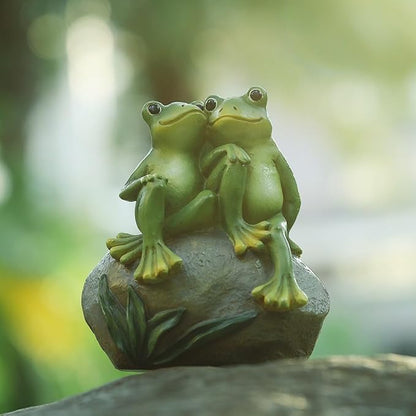 Resin Frog Garden Statue, Green Frog Figure for Outdoor Decor Yard and Garden Decoration Resin Sculpture (Style 1)