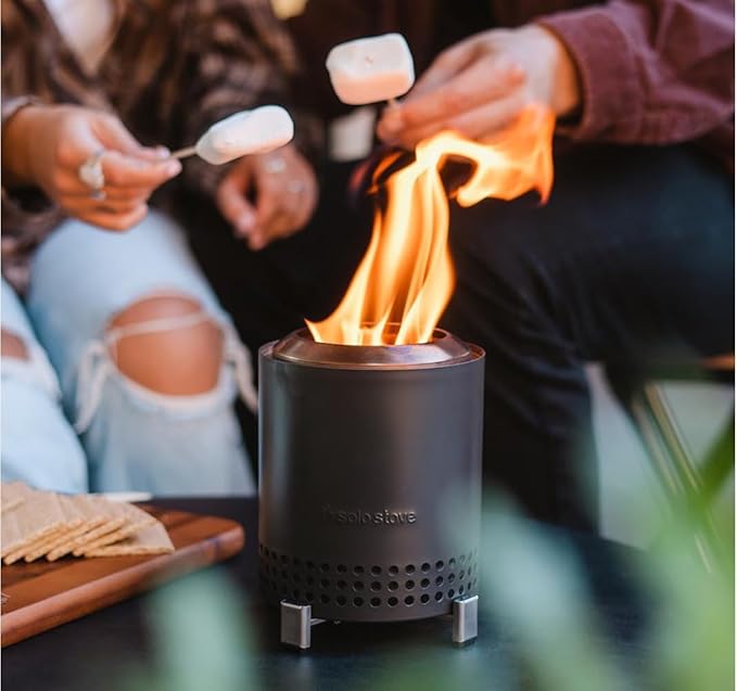 Solo Stove Mesa, 5.1 Inch Tabletop Fire Pit with Stand - Smokeless, Stainless Steel Fire Pit for Camping, Outdoor & Patio- Wood Burning or Pellet Fueled Portable Bonfire, 1.4lbs, Ash