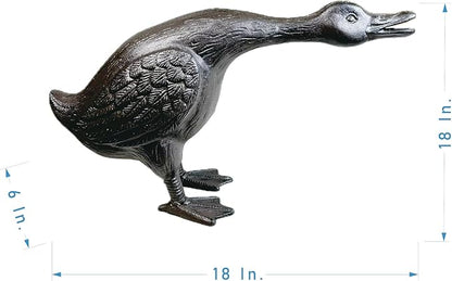 Vintage Cast Iron Goose Statue (18" Tall) - Handcrafted Feather Details, Realistic Garden Lawn Decor, Heavy Duty Outdoor Sculpture HC3267