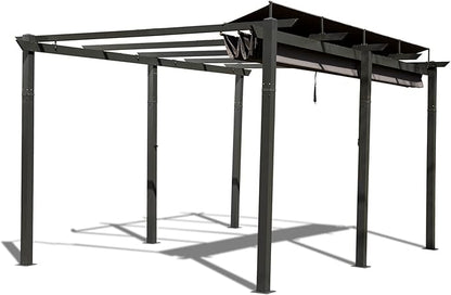 Domi 11’ X 16’ Outdoor Retractable Pergola with Weather-Resistant Canopy Aluminum Garden Pergola Patio Grill Gazebo for Courtyard