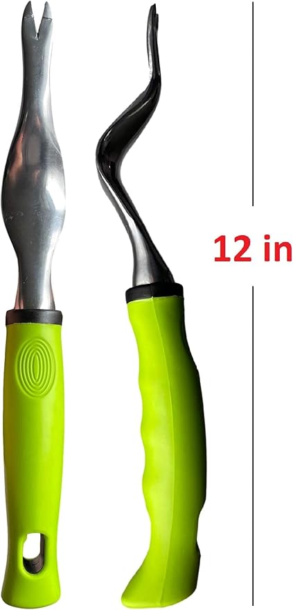 Garden Guru Hand Weeder Tool with Ergonomic Handle - Weed Puller for Planting, Weeding, Flower and Vegetable Care in Lawn Garden Yard | Rust Resistant (2 Pack)