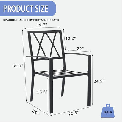 Outdoor Dining Chairs Set of 2, Aluminum Frame Stackable Patio Dining Chairs with Armrest, Wrought Iron Patio Bistro Chairs for Lawn, Backyard, Garden, Porch