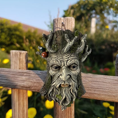 Blue Eye Mushroom Tree Face Sculpture, Funny Blue Eye Mushroom Old Man Tree Hugger Statue, Indoor & Outdoor Creative Props for Garden and Home