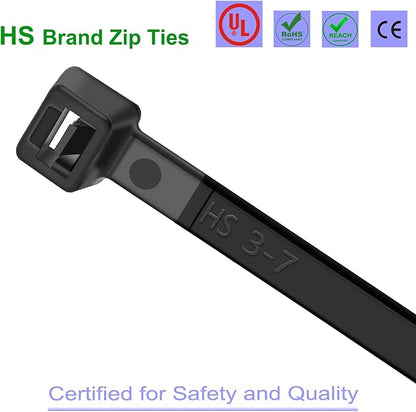 HS Extra Long Heavy Duty Zip Tie Straps (50 Pack) Thick 0.35 Inch Plastic Duct Zip Ties Heavy Duty 200 Pounds,Black Large Zip Ties 36 Inch for HVAC,Travel,Packaging,Vessel