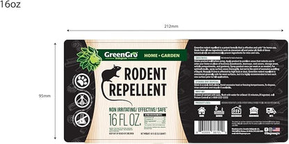 GreenGro Rodent Repellent Spray - Organic Cedar & Cinnamon Oil for Pest Control/Mice, Rat, Vole & Squirrel Repellent/Non-Toxic/Safe for Pets/Use for Home, Garden, Garage, RVs (16oz)