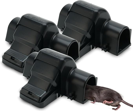 Rat Traps Indoor and Outdoor - 3 Pack Dual-Entry Large Rat Trap Outdoor and Indoor for Home, Garden and Restaurant with 99.9% Trap Rate | Easy to Use Rodent Traps with Safe Hands Free Design - UCatch