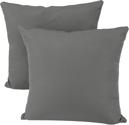 idee-home Outdoor Pillows with Inserts Included, Patio Outside Square Pillows Waterproof Set of 2, 18 x 18 inch Dark Grey
