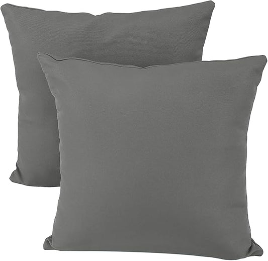idee-home Outdoor Pillows with Inserts Included, Patio Outside Square Pillows Waterproof Set of 2, 18 x 18 inch Dark Grey