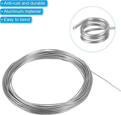 PATIKIL 1.0mm Bonsai Training Wire, 2 Rolls Floral Wire Stems Anodized Aluminum Tree Wire 65.6 Feet Total for Gardening Branch Fixing, Silver Tone