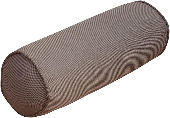 Indoor/Outdoor Bolster Pillows, 16x6 inches Solid Round Lumbar Cylinder Throw Pillows for Outdoor Furnitures, Set of 2, (Coffee)