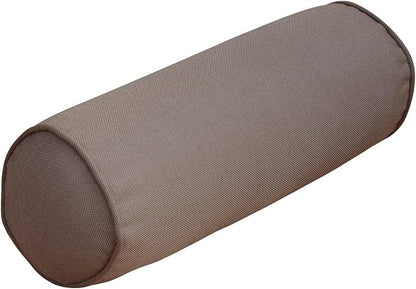 Indoor/Outdoor Bolster Pillows, 16x6 inches Solid Round Lumbar Cylinder Throw Pillows for Outdoor Furnitures, Set of 2, (Coffee)
