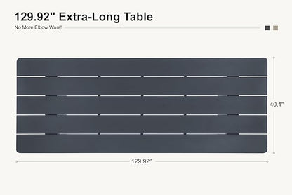 PURPLE LEAF 9 Pieces Outdoor Patio Dining Set Modern Large Weather-Resistant Table and Aluminum Chairs with Olefin Fabric Cushions for Garden Backyard Deck Furniture Grey