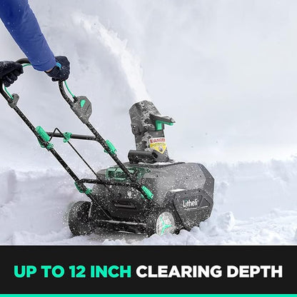Litheli 40V Battery Powered Cordless Snow Blower, 20'' Electric Snow Thrower with Wheels, LED Lights, 180° Chute, Powerful Snow Removal Kit with 4.0Ah Battery and Fast Charger